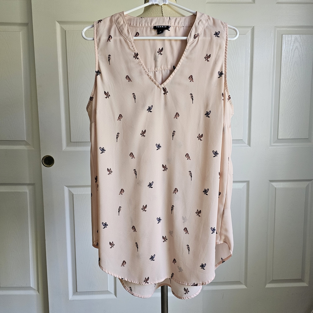 Torrid Sleeveless Blouse with Bird Design